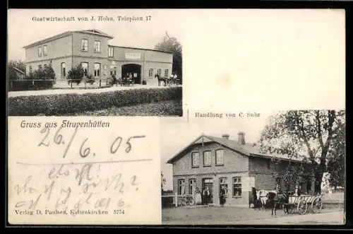 AK Struvenhütten, Gasthaus von J. Hohn, Handlung von C. Subr