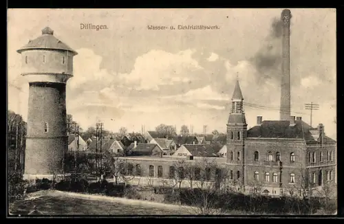 AK Dillingen / Donau, Wasser- u. Elektrizitätswerk, Wasserturm
