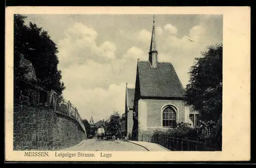 AK Meissen, Leipziger Strasse, Loge