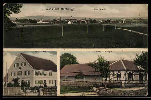 AK Bachhagel, Gasthaus v. Wengert, Kgl. Postamt, Totalansicht