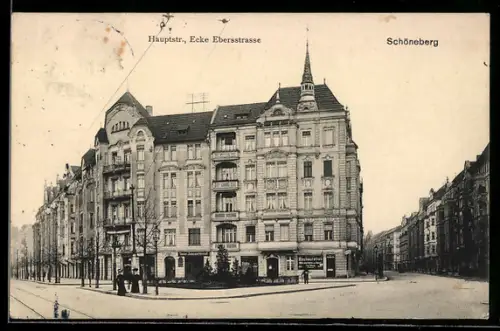 AK Schöneberg, Hauptstrasse Ecke Ebersstrasse mit Restaurant