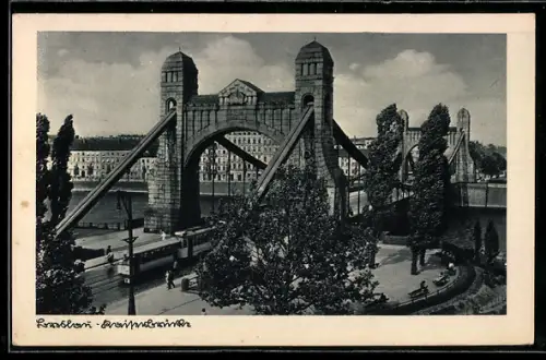 AK Breslau, Kaiserbrücke mit Strassenbahn