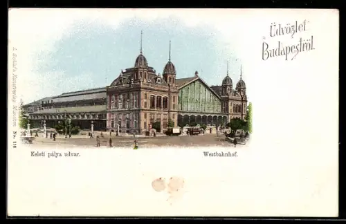 AK Budapest, Ansicht vom Westbahnhof