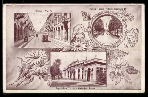 AK Torino, Esposizione, Ristorante Russo, Via Po, Corso Vittorio Emanuele II., Ausstellung