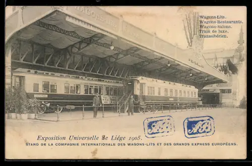 AK Liége, Exposition Universelle, Wagons-Lits, Ausstellung