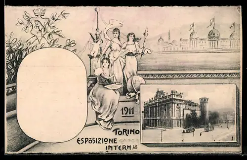 AK Torino, Esposizione Internazionale 1911, Schloss mit Strassenbahnen, Ausstellung