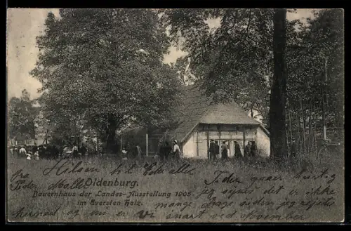 AK Oldenburg, Bauernhaus der Landes-Ausstellung 1905 im Eversten Holz, Aussenansicht