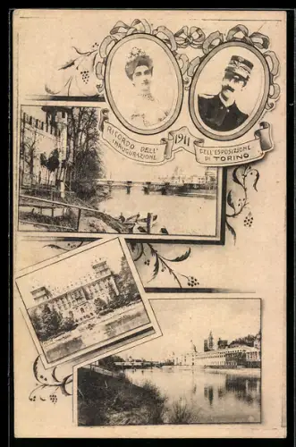AK Torino, Esposizione inaugurazione 1911, Portraits der Herrscher, Ausstellung