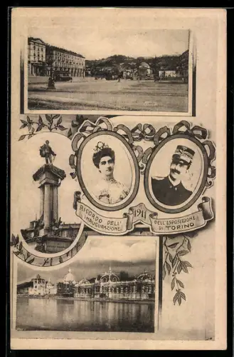 AK Torino, Esposizione inaugurazione 1911, Portraits der Herrscher, Ausstellung