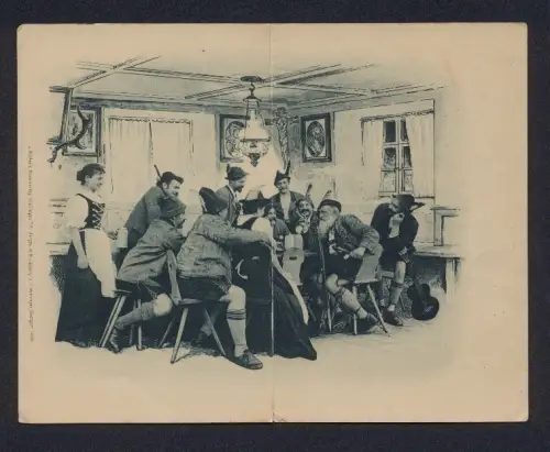 Klapp-AK Gruppe von bayerischen Herren beim Biertrinken im Gasthaus, Gastronomie