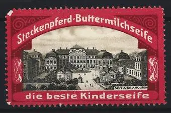 Reklamemarke Steckenpferd-Buttermilchseife, Schloss Arolsen, Schlossansicht