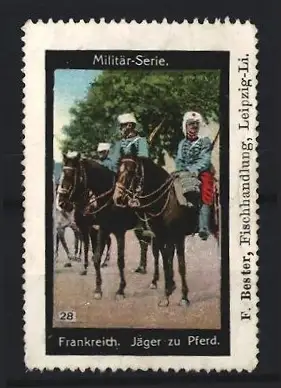 Reklamemarke Frankreich, Jäger zu Pferd, Kavalleristen auf Pferden
