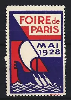 Reklamemarke Paris, Foire de Paris Mai 1928, Wikingerschiff