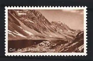 Reklamemarke Col de la Flüela, Suisse, Berglandschaft