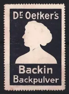 Reklamemarke Dr. Oetker, Backin Backpulver, Frauenprofil Silhouette