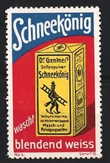 Reklamemarke Schneekönig, Dr. Gentner`s Seifenpulver, Waschpulverschachtel