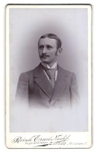 Fotografie Reinh. Ernst Nachf., Zittau, Portrait junger Herr im Anzug mit Krawatte und Schnurrbart