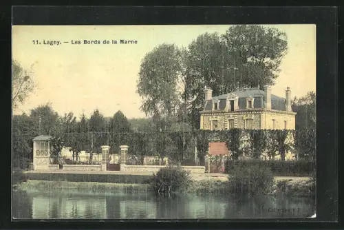 AK Lagny, Les Bords de la Marne