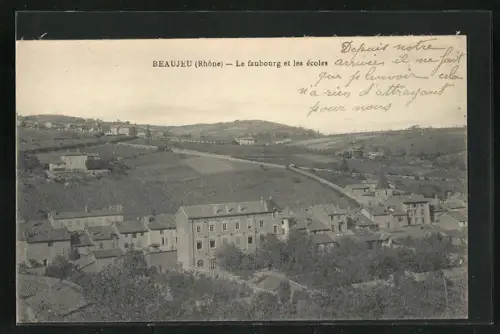 AK Beaujeu, le faubourg et les écoles