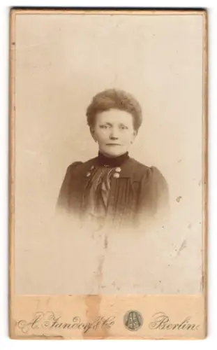 Fotografie A. Jandorf, Berlin, Portrait hübsche Dame mit freundlichem Blick