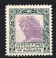 Reklamemarke Verein f. das Deutschtum im Ausland, Frauenbüste mit Lorbeerkranz