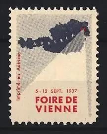 Reklamemarke Wien, Foire de Vienne 1937, Landkarte Österreichs