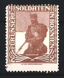 Reklamemarke Für unsere Soldaten in Bosnien, Soldat mit Gewehr