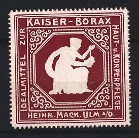 Reklamemarke Ulm, Heinr. Mack, Körperpflegemittel Kaiser-Borax, Frauensilhouette
