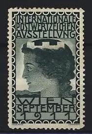 Reklamemarke Wien, Internationale Postwertzeichen Ausstellung 1911, Profil einer Frau
