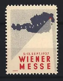 Reklamemarke Wien, Wiener Messe 1937, Österreich-Karte