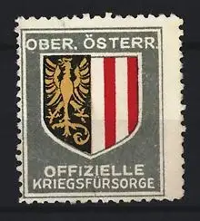 Reklamemarke Oberösterreich, Offizielle Kriegsfürsorge, Wappen mit Adler und Streifen