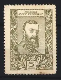 Reklamemarke Erzherzog Josef Ferdinand, Porträt und Dekor