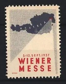 Reklamemarke Wien, Wiener Messe 1937, Landkarte Österreich