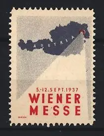 Reklamemarke Wien, Wiener Messe 1937, Österreich-Karte