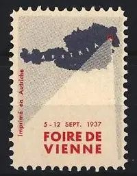 Reklamemarke Wien, Foire de Vienne 1937, Österreich-Karte