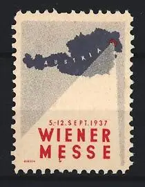 Reklamemarke Wien, Wiener Messe 1937, Landkarte Österreichs