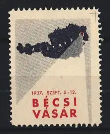 Reklamemarke Österreich, Bécsi Vásár 1937, Landkarte von Österreich