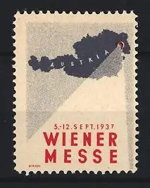 Reklamemarke Wien, Wiener Messe 1937, Landkarte Österreichs
