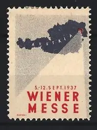 Reklamemarke Wien, Wiener Messe 1937, Karte von Österreich