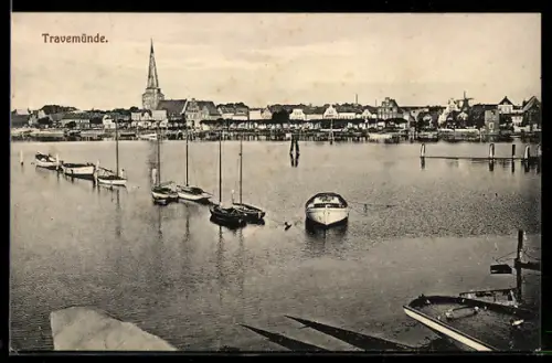 AK Travemünde, Teilansicht mit Kirche