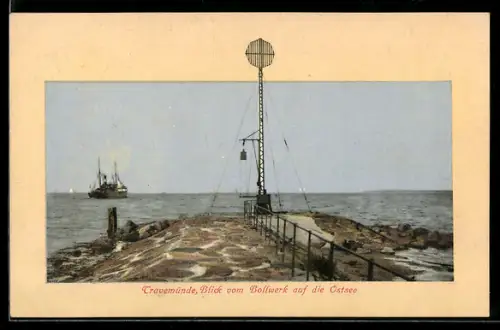 AK Travemünde, Blick vom Bollwerk auf die Ostsee