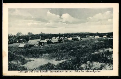 AK Travemünde, Priwall, Zeltlager nahe Restaurant Strandperle Hagelstein