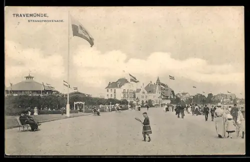 AK Travemünde, Strassenpartie an der Strandpromenade