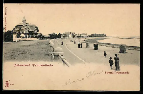 AK Travemünde, Strand-Promenade, Panorama