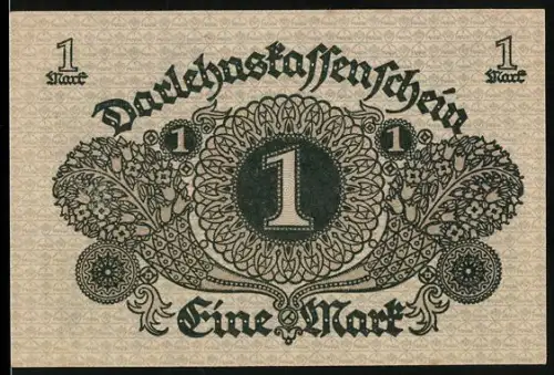 Notgeld Berlin 1920, 1 Mark, filigranes Muster mit Reichsadler und floralem Design