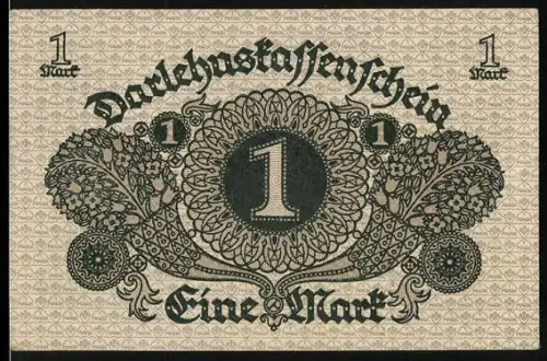 Notgeld Berlin 1920, 1 Mark, kunstvolles florales Muster und Reichsadler