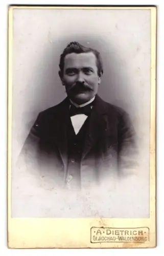Fotografie A. Dietrich, Glauchau, Leipziger Strasse, Porträt eines Mannes mit Schnurrbart