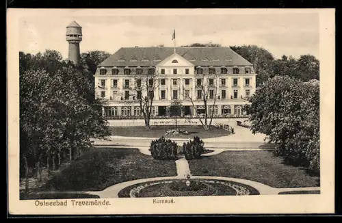 AK Travemünde a. d. Ostsee, Blick über die Parkanlagen zum Kurhaus