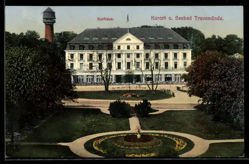 AK Travemünde a. d. Ostsee, das Kurhaus und die Parkanlagen