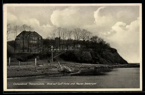AK Travemünde, Blick auf Golf-Hotel und Neuen Seetempel